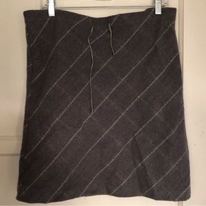 Very cute wool gray skirt with light gray stripes.